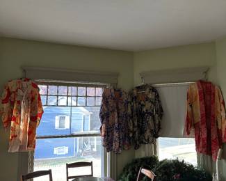 1940s 1950s Japanese Kimono Robes, Christmas wreaths, vacuum, fans
