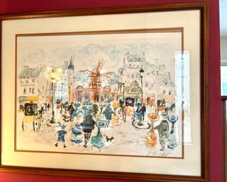Signed and numbered lithograph "Moulin Rouge" with certificate  by Huchet