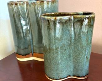 Pair of glazed vases