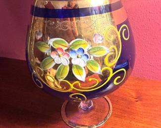 Bohemian gilt and cobalt snifter