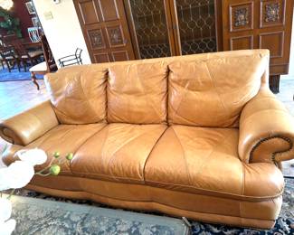 High quality cognac leather sofa