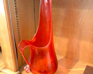 Vintage Amberina art glass pitcher