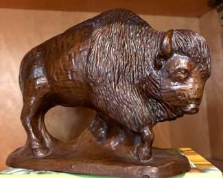 Rare vintage Red Mill carved buffalo