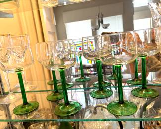 French green stem glasses