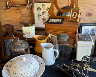 Child’s cabinet, pitchers
