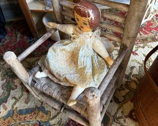 Primitive rocker with old doll