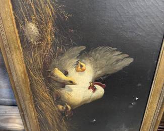 Rooster vintage oil painting