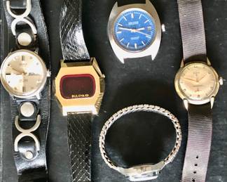 Men's watches by Bulova, Benrus Sea Lord, Waltham, Elgin & more