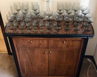 Orrefors clean decanter with set of Orrefors glasses 