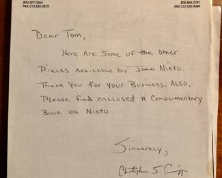 Original Letter From the Gallery to the Owner 