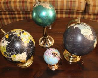 World globes, various sizes and dates