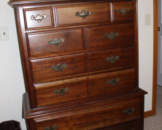 Chest on chest high boy dresser