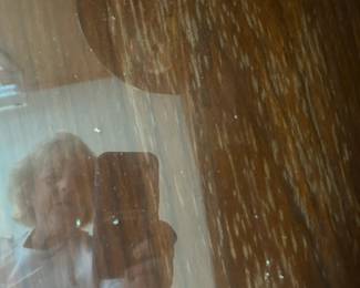 #67	mc corner end table with shelf as is-finish, 33x33x24, 2 pieces	 $75.00 
