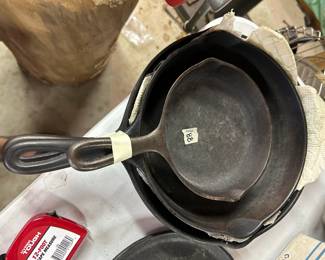 #188	No. 3 , NO, 6 and No 8 Cast Iron Skillet - sold together	 $20.00 
