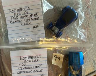 #99	Hot Wheels Redine 1968 "Turbo Fire" Metallic Blue & 1968 Royal Blue Classic 1932 Ford Vicky	 $30.00 
