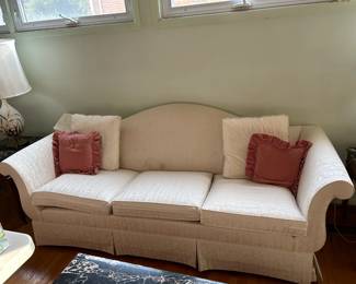 #6	Ethan Allen white camel back 3 cushion sofa, as is 7 foot	 $30.00 
