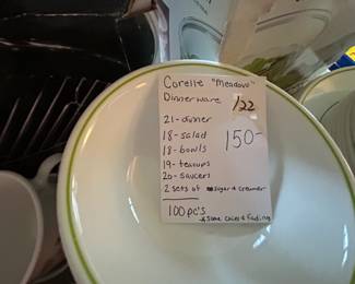 #122	Corelle "Meadow" Dinnerware - 100 pcs (has some chips & fading)	 $150.00 
