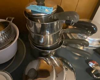 #137	Revere ware 10 pc copper bottom pots	 $45.00 			
