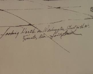 #40	ink print, Looking North on Washington Street Huntsville AL by Lois A. Smith, signed	 $75.00 

