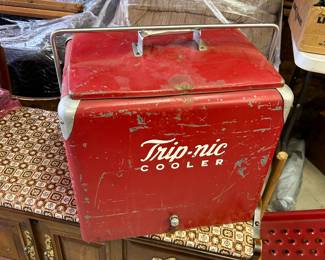 #205	Vintage Trip-nic Cooler w/Metal handles & Metal Inside - Heavy - 	 $75.00 
