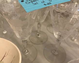#132	Vintage Acid Etched Crystal Water Goblets - set of 3	 $25.00 
