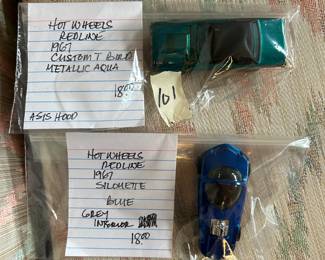 #101	Hot Wheels Redline 1967 Custom T Bird Metallic Aqua(as is Hood) 1967 Silouette Blue Grey Interior	 $36.00 
