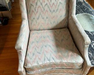 #13	side chair in satin pink, blue and cream flame stitch 	 $20.00 
