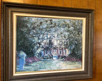 #70	original oil painting of plantation, framed 36x30, signed	 $75.00 
