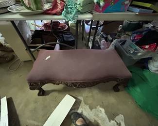 #161	Upholstered Bench w/Ball & Claw Feet  39x16x16	 $30.00 

