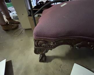 #161	Upholstered Bench w/Ball & Claw Feet  39x16x16	 $30.00 
