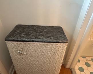 #59	vintage metal wicker look hamper 18x10x26	 $30.00 
