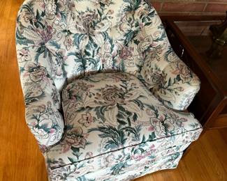 #10	pair of Ethan Allen button back cream with flowers chair	 $60.00 
