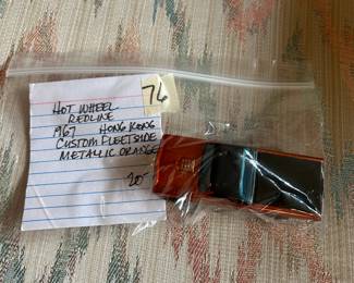 #76	Hot wheels redline 1967 Hong Kong custom fleetside metalic orange  truck	 $80.00 
