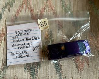 #83	Hot wheel redline 1967 Custom barrcuda candy purple drk gray interior	 $65.00 
