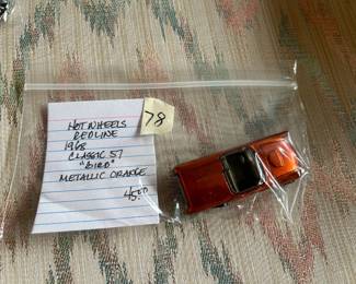 #78	Hotwheels redline 1968 Classic 57 "bird" metallic orange 	 $45.00 
