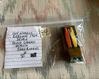 #84	hot wheels redline 1969 Deora olive green w both surfboards	 $50.00 
