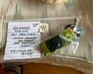 #91	hotwheels redline 1967 Hong kong custom camade antifreeze line metal green w collection button	 $50.00 
