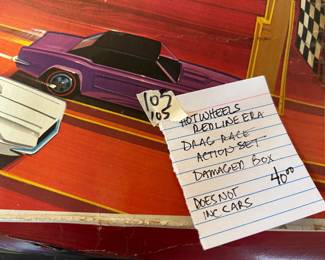 #103	Hotwheels Redline Era Drag Race Action Set - (damaged box0 Does not include cars	 $40.00 

