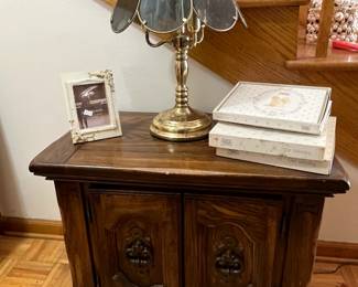 Lamp and Wood Cabinet