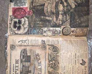 Multiple page antique scrap book. 
