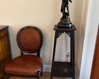 Pair of Wood Pedestals with Bronze  Lulli Enfant After Adrien Etienne Gaudez 