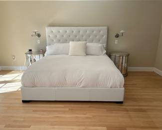 King Bed with 2 custom made mirror side table night stands
