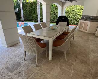 McGuire Rattan Table & Chairs for Baker 84" x 36" 