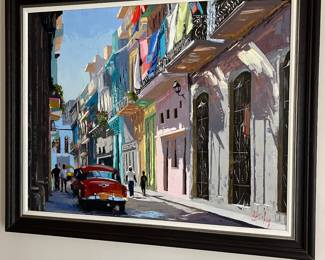 Peter Vey Painting Streets of Havana image measures 49.5" x 39.5"