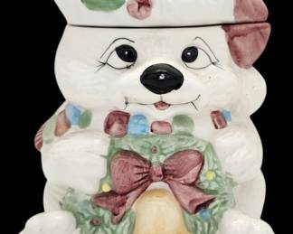 World Bazaars White Teddy Bear Cookie Jar 