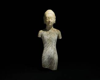 Northern Qi  - Grey Stone Buddha Statue remanent
Dimensions:Height: 54cm
Width: 21cm