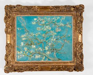 ‘Blossoming Almond Tree’ Vincent van Gogh post-impressionism  museum quality replica. 

Painted by Dutch master painter Nard Kwast, this replica captures every nuance of Van Gogh's genius. The world famous blue color in the background, the signature Van Gogh brushstrokes, the delicate details of spring—it’s all here, down to the parts of the canvas that Van Gogh left unpainted. Hand-painted in oil on linen canvas. Gregor’s Framing has created something truly extraordinary with this frame. The frame is comprised of wood, chalk, 23-carat gold leaf. Using carefully selected materials that pay homage to the past while promising lasting quality, Gregor’s Framing has built a reputation among museums, collectors, and art dealers worldwide for their passion, expertise, and unmatched sense of beauty. This frame is a masterpiece in its own right!