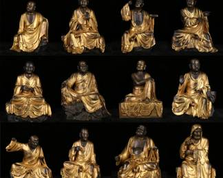  Qing Dynasty - An Important collection Eighteen Gilt Bronze Arhat Buddhas from
 - Private Museum Estate Collection  
 Dimensions:Height:28cm Width:21cm