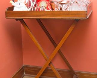 Butlers tray on stand. Wood: $160.00