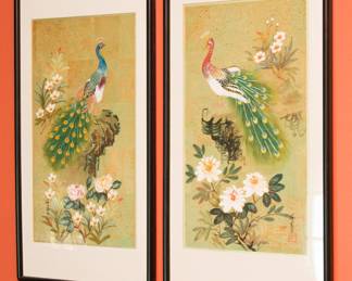 Japanese peacock water color ~ signed. $190.00 ea.